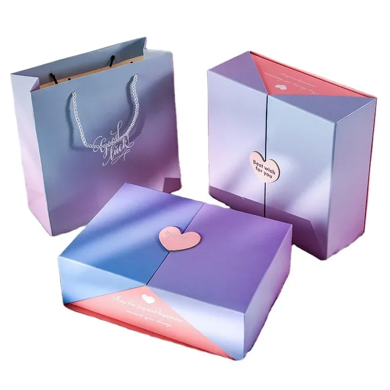 Custom Gradient-Print Drawer Gift Box with Matching Bag