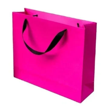 Custom Fuchsia Paper Gift Bag with Black Handles