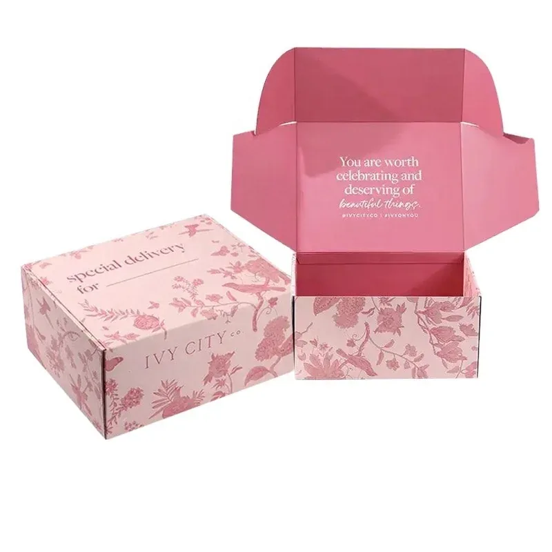 Custom Pink Botanical-Print Mailer Box