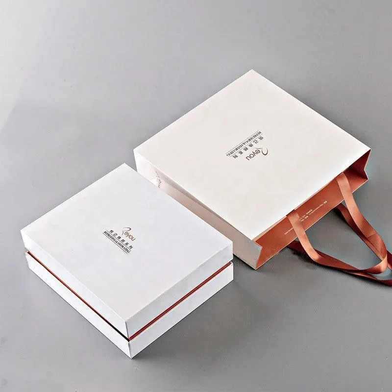 Custom White Drawer Gift Box with Matching Carrier