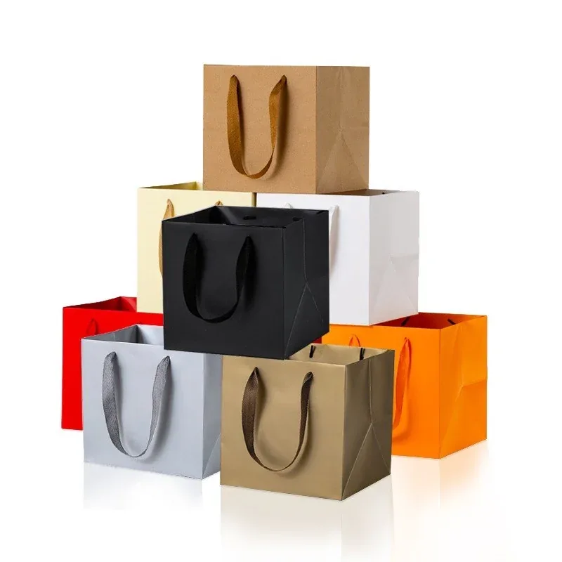 Custom Colorful Paper Shopping Bags with Cord Handles