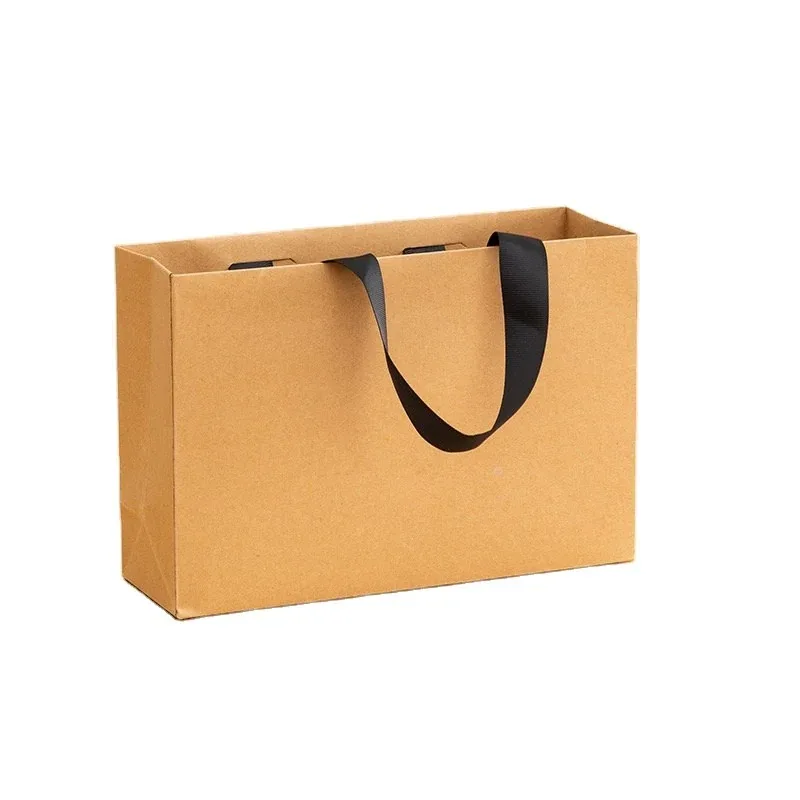 Custom Kraft Paper Tote with Black Ribbon Handles