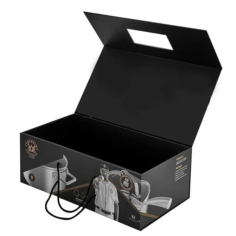 Custom Black Carry-Handle Gift Box with Floral Print
