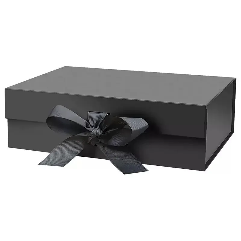 Custom Orange Folding Gift Box with Ribbon view 3
