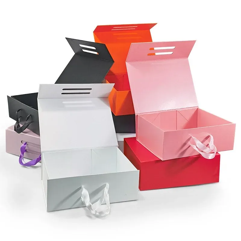 Custom Handle Gift Boxes with Ribbon Closures
