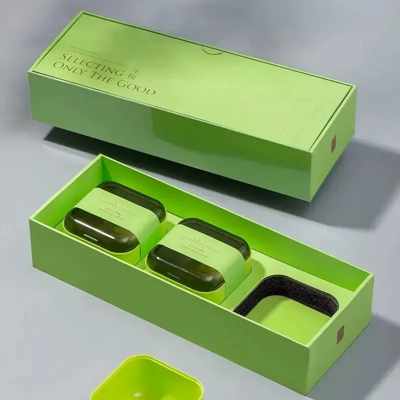 Custom Green Presentation Box with Three Compartments