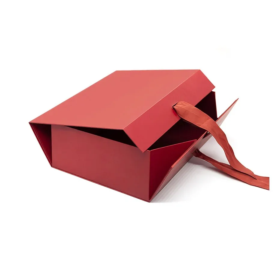 Custom Red Ribbon-Tie Presentation Box