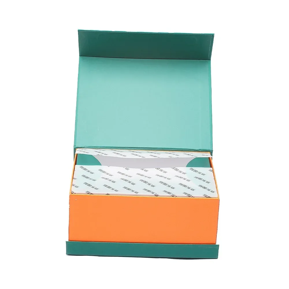 Custom Teal and Orange Rectangular Gift Box view 2