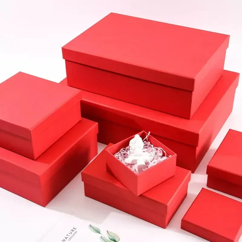Custom Red Two-Piece Gift Boxes in Assorted Sizes