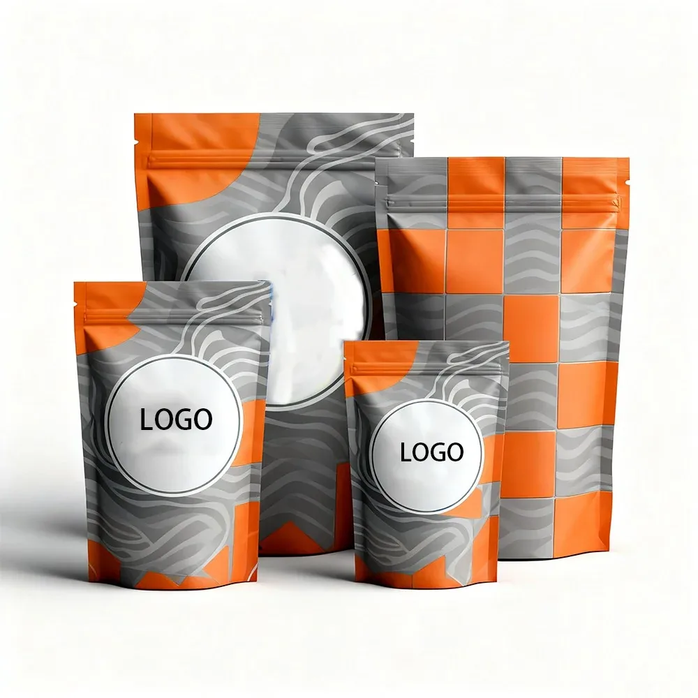 Custom Geometric-Print Stand-Up Pouch Set