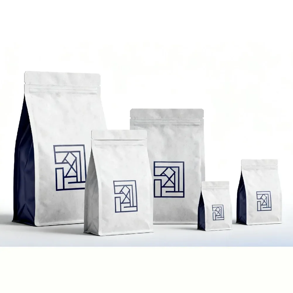 Custom White Flat-Bottom Packaging Bags