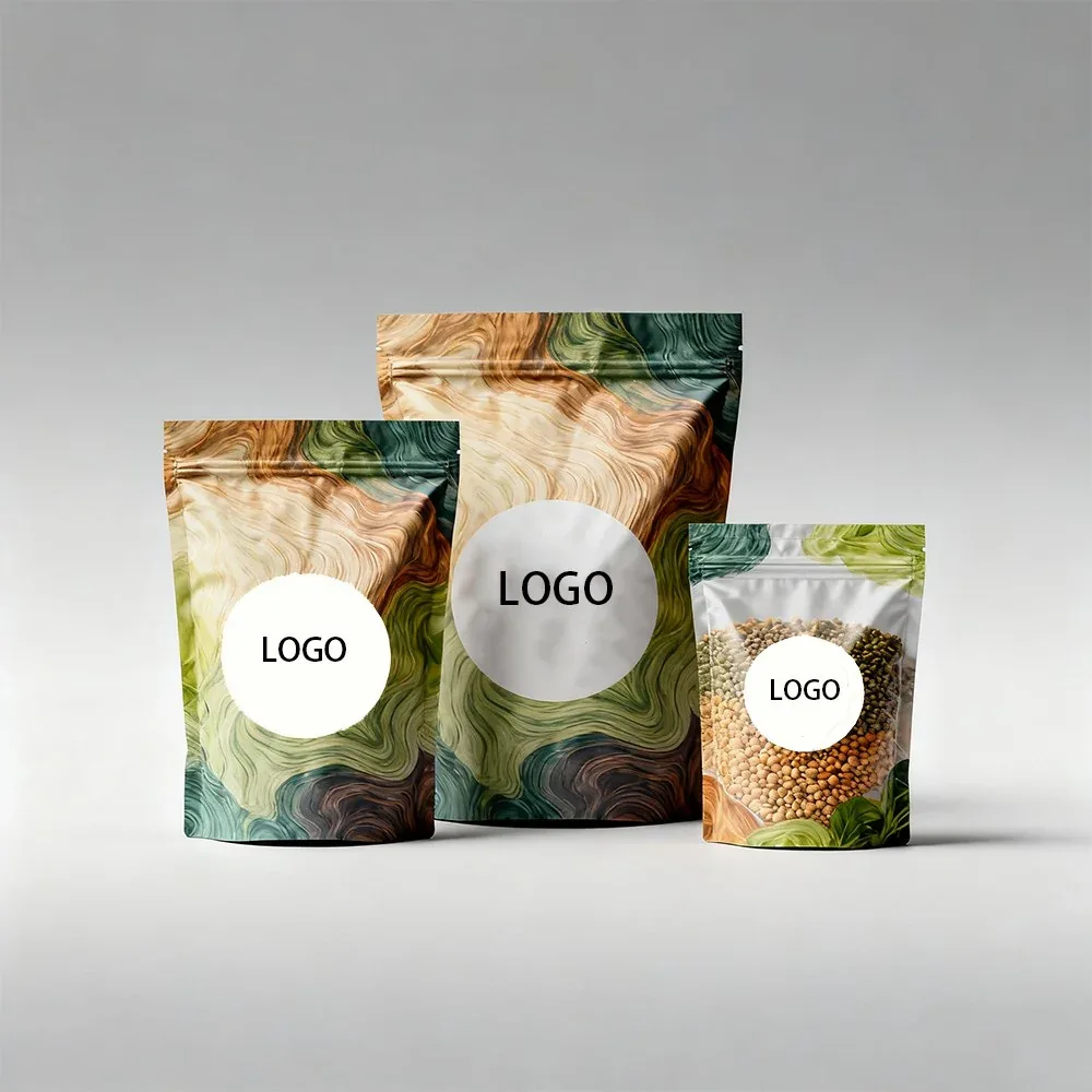 Custom Botanical-Print Stand-Up Pouches