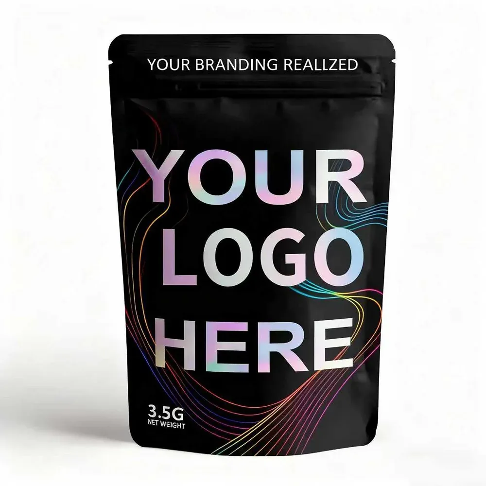 Custom Black Printed Stand-Up Pouch