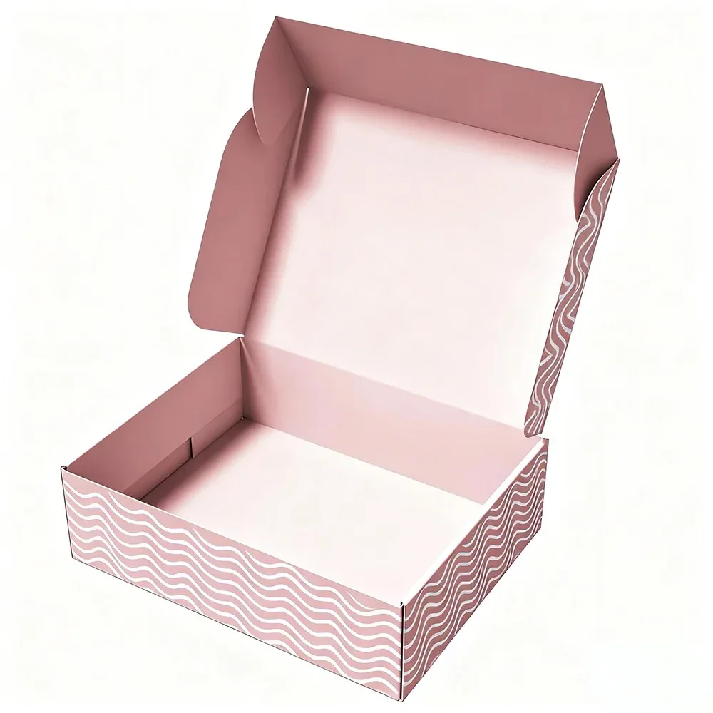 Custom Pink Wave-Print Corrugated Mailer Box