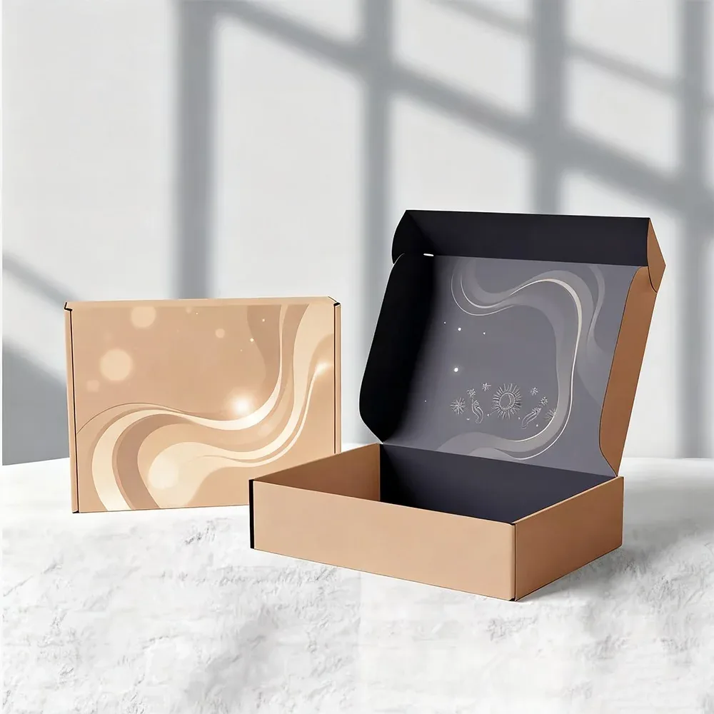 Custom Kraft Hinged Box with Swirl Interior