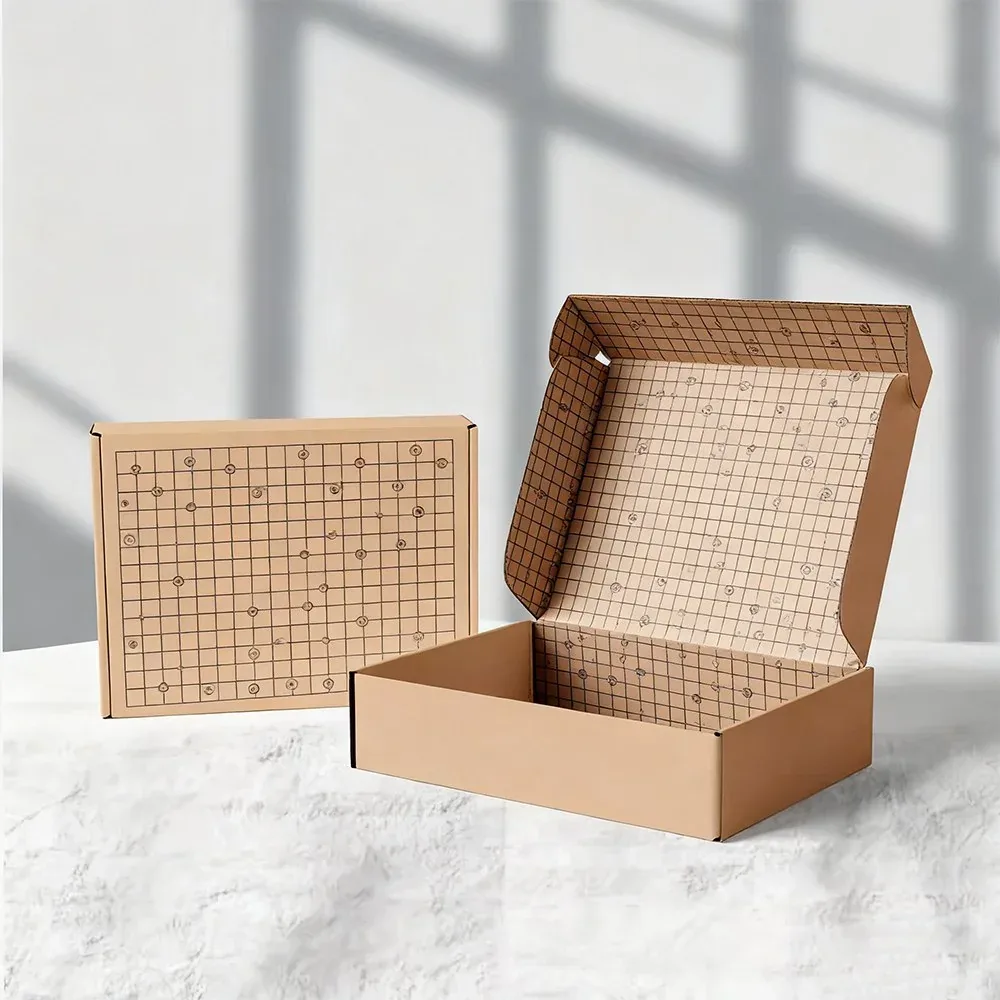 Custom Kraft Hinged Box with Swirl Interior view 2