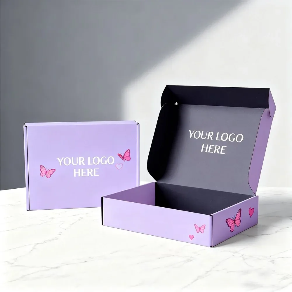 Custom Purple Butterfly Hinged Gift Box
