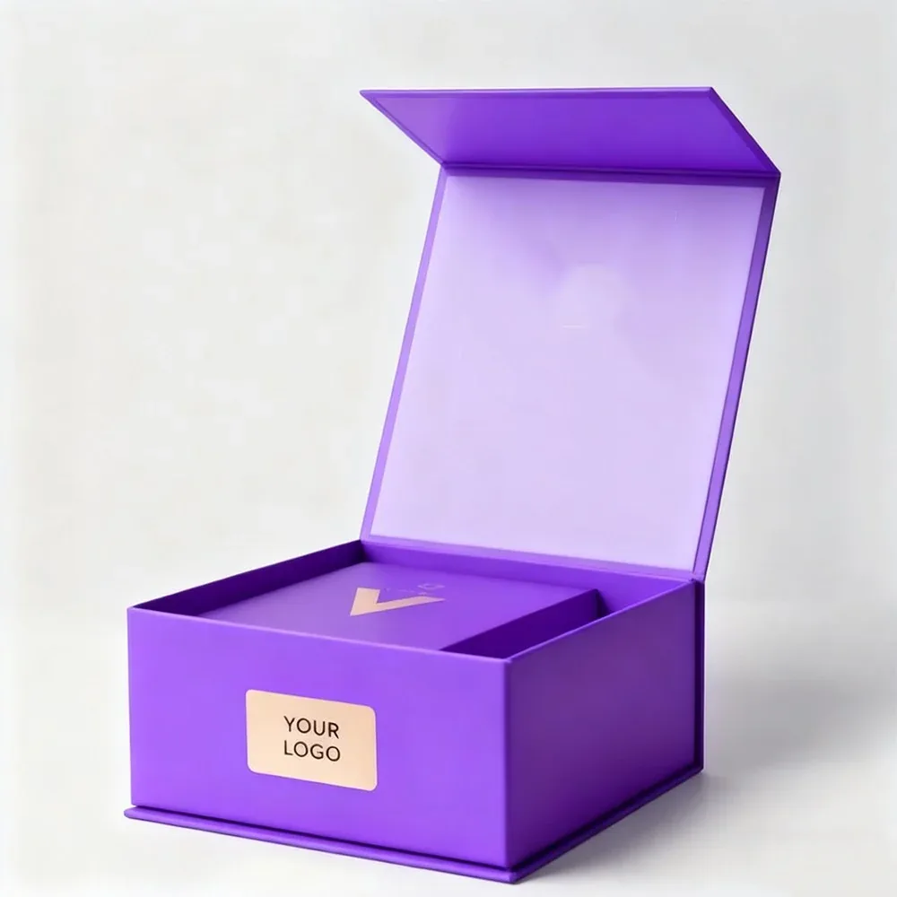 Custom Purple Magnetic Presentation Box with Insert