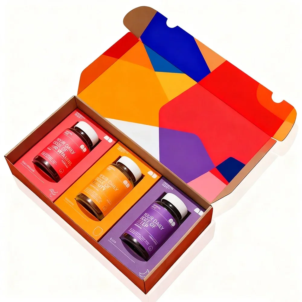 Custom Multicolor Gift Box with Three Bottle Recesses