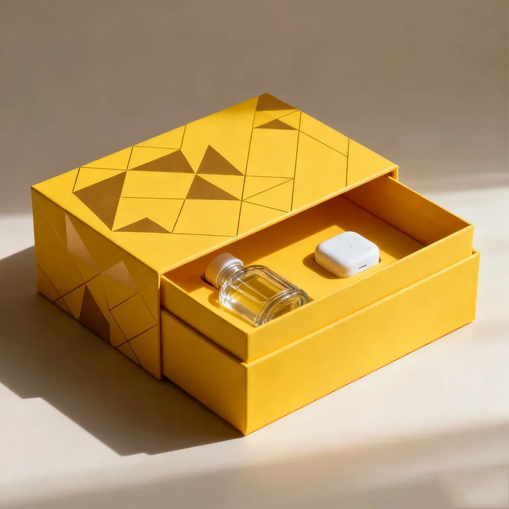 Custom Yellow Presentation Box with Bottle Insert