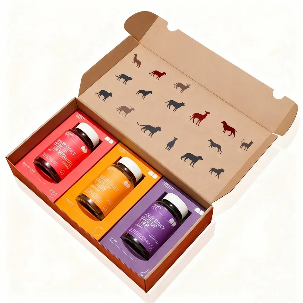 Custom Kraft-Tone Bottle Gift Mailer with Patterned Lid