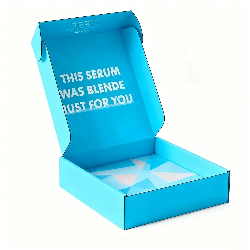 Custom Blue Serum Packaging Mailer with Insert