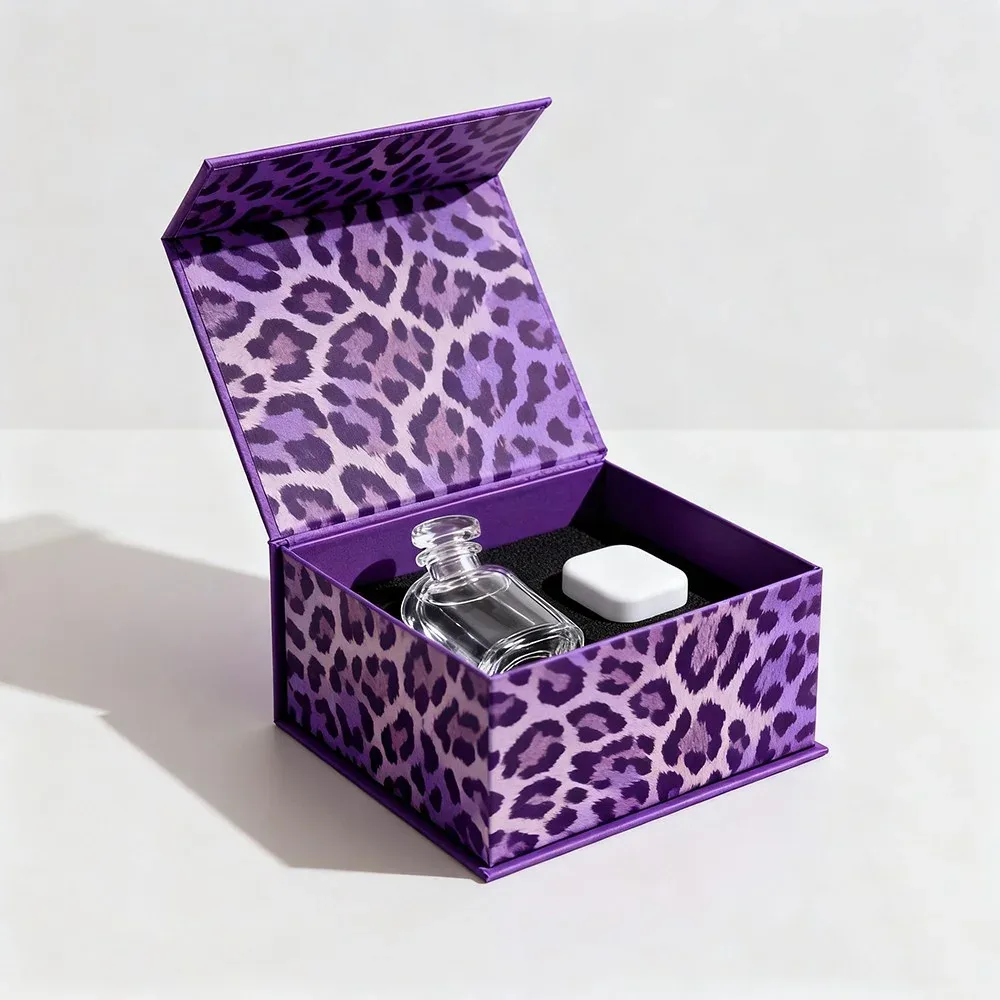 Custom Purple Leopard Print Gift Box with Insert