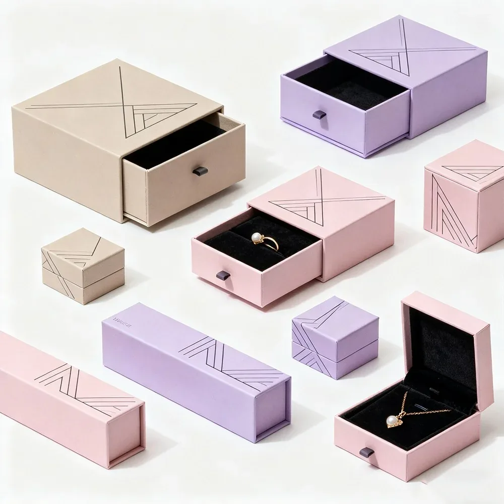 Custom Pastel Geometric Jewelry Presentation Box Set