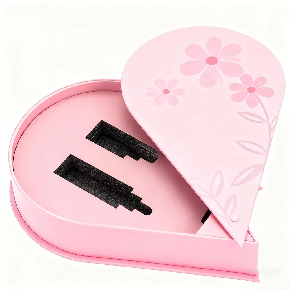 Custom Heart-Shaped Pink Gift Box with Insert