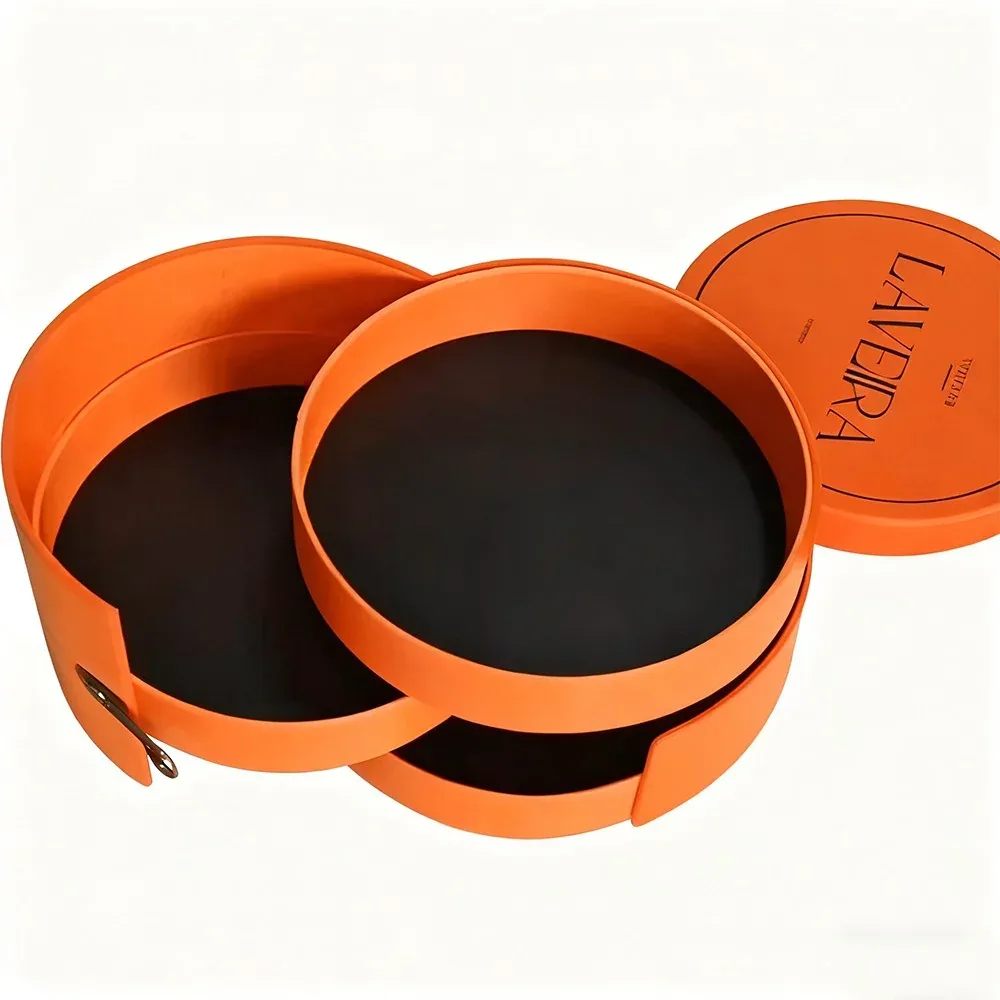 Custom Orange Round Gift Box with Inner Insert