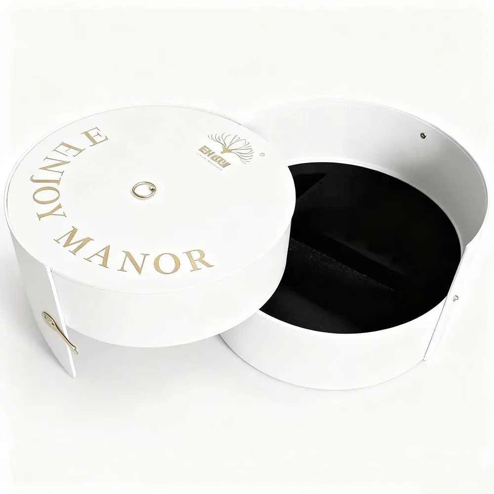 Custom White Round Presentation Box with Insert
