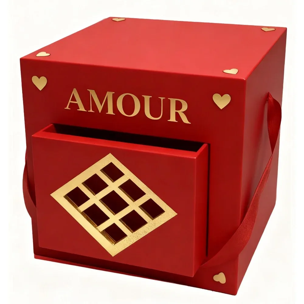 Custom Red Gift Box with Front Display Drawer