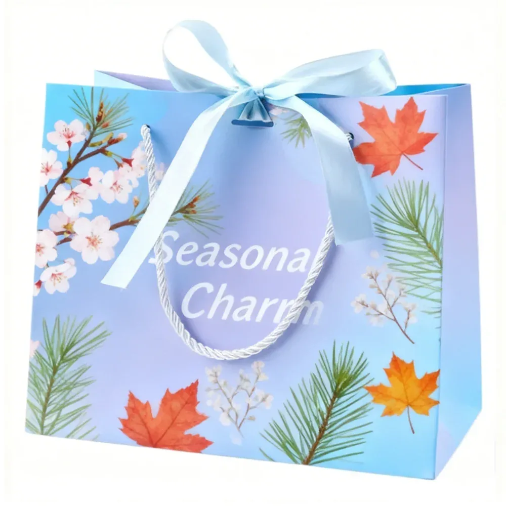 Custom Blue Patterned Paper Gift Bag view 2
