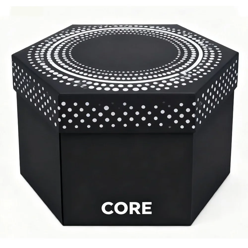 Custom Black Polygon Gift Box with Dotted Lid