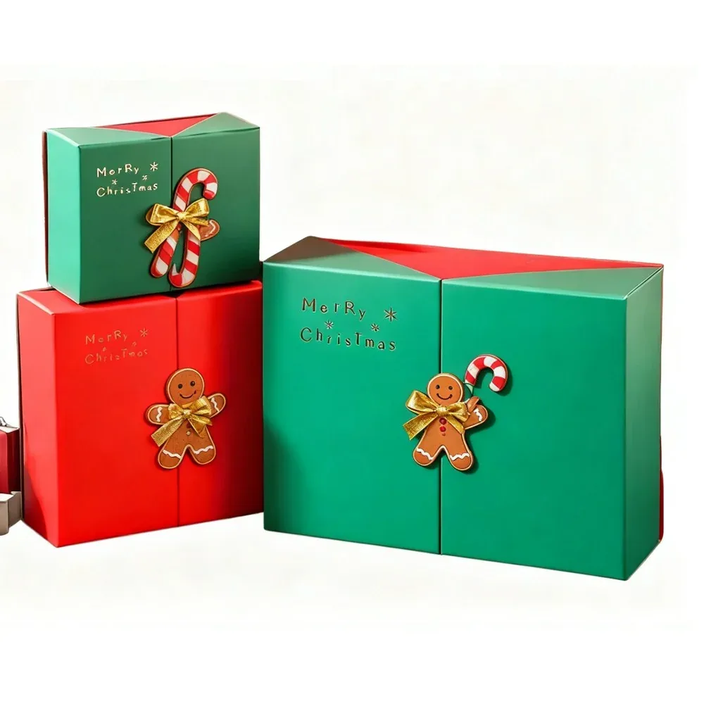 Custom Christmas Gift Box Set with Gingerbread Motifs