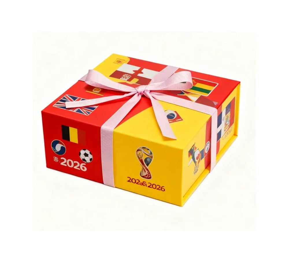 Custom Printed Square Gift Box with Ribbon Wrap