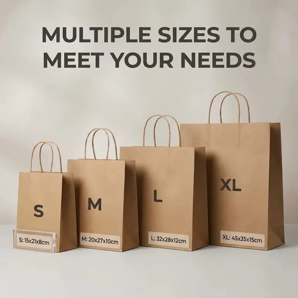 Custom Kraft Paper Shopping Bags with Twisted Handles