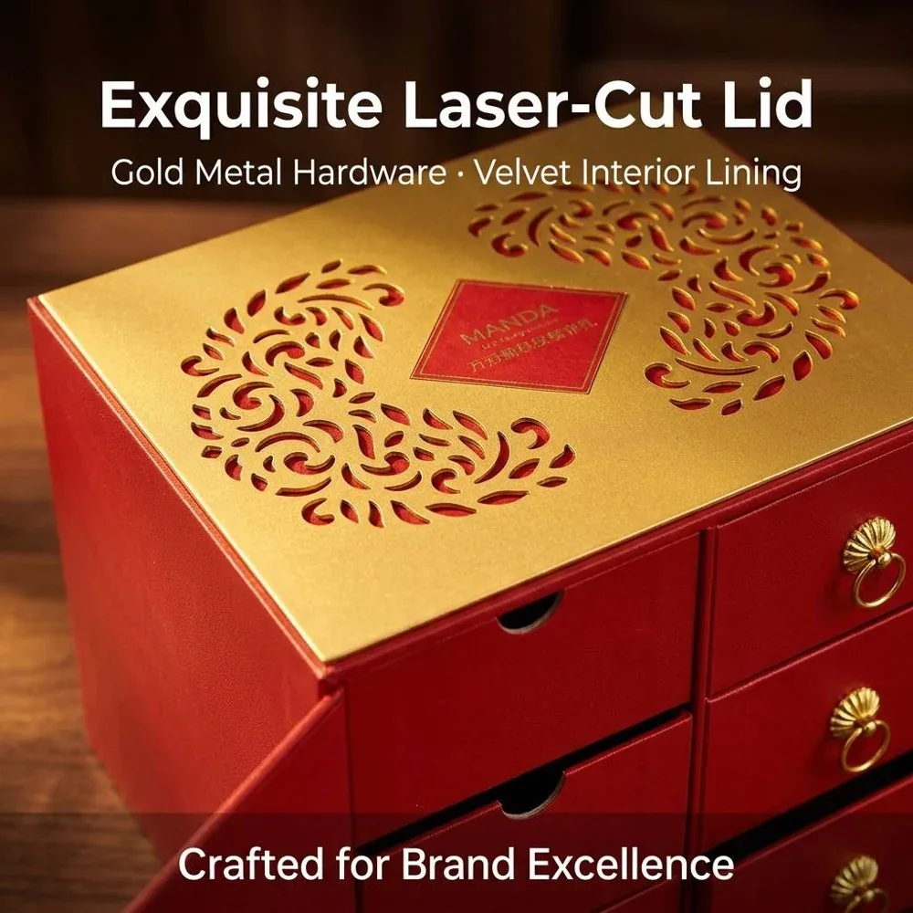 Custom Red Multi-Drawer Gift Box